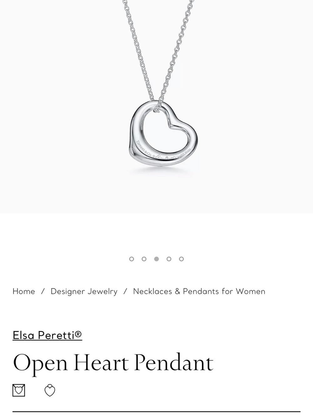 Tiffany & Co. Open Heart Pendant Necklace - Silver 22 size heart and 16in chain